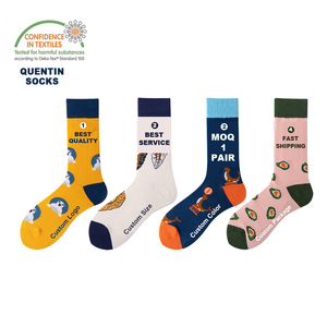 Kaus kaki warna-warni logo kustom kualitas tinggi kaus kaki menyenangkan desain katun pria kaus kaki keren baru mode dibuat sesuai pesanan - Product Image 1