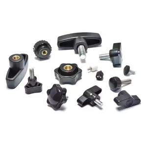 M3 M4 M5 M6 M8 M10 M12 Stainless Steel <strong>Threaded</strong> Knurled Head Thumb Screw Black Plastic Handle Adjustment Thumb <strong>Knob</strong> Screw - Product Image 1