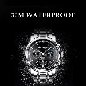 POEDAGAR 8058 Montre de sport pour homme, mode, personnalisée, étanche, lumineuse, bracelet en acier inoxydable, montre-bracelet à quartz de luxe, livraison directe - Product Image 3