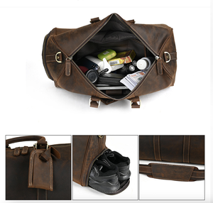 AndoBag Genuine Cow Leather Retro Handbag for <b>Men</b> Man Large Capacity Travel Duffel <b>Shoulder</b> <b>Bag</b> Outdoors Leisure Fitness <b>Bags</b> - Product Image 6