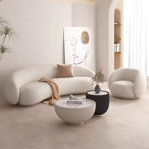 أريكة استرخاء بمقعدين، أريكة مقطعية منجدة بقماش صوف الخروف، مثالية للشقق وغرف المعيشة العصرية - Product Image 4