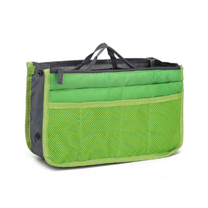 Large Capacity Double Zipper Nylon Organizer Pouch Durable Eco-Friendly Travel Makeup Bag &amp; <strong>Handbag</strong> <strong>Insert</strong> with Soft Handle - Product Image 5