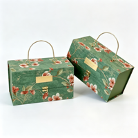 Boîte d'emballage de valise de luxe en matériaux recyclés écologiques, poignée métallique réutilisable, boîte rigide avec insert personnalisé pour Noël