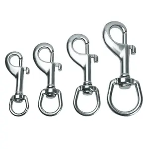 Manufacturer 304/316 Stainless Steel 3/8 1/2 5/8 3/4 Spring Trigger Round Ended Rotating Carabiner Swivel Eye Snap Hook Clips