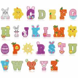 New Iron on 6.8cm Embroidery Easter Theme Bunny Letter Patch for Clothes Bags Decoration - Product Image 2