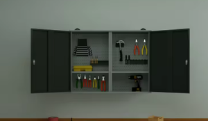 Wall Mounted Double Lockable Steel Tool Cabinet with Pegboard Interior, 800200600mm Garage Workshop Hardware Storage Cabinet OEM - Product Image 2