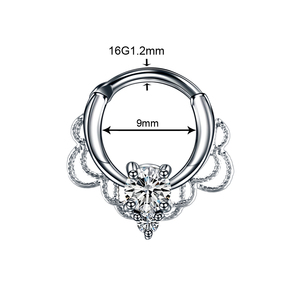 Bakır CZ dantel burun <span class=keywords><strong>Septum</strong></span> Hoop yüzükler kristal kulak sarmal Helix Piercing Daith Rook Nariz küpe Septums Piercing takı - Product Image 2