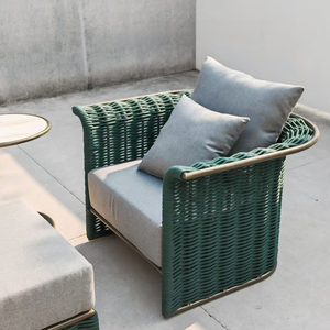 Ensemble de canapés en rotin tressé pour <span class=keywords><strong>jardin</strong></span> extérieur, cadre en aluminium, coussin résistant au soleil, chaise longue de salon pour villa et hôtel - Product Image 5