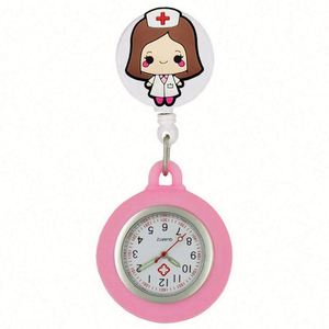 Porte-badge rétractable moderne à motif médical (hospital, infirmière, médecin, stéthoscope) et montre à quartz connectée pour la maison - Product Image 1