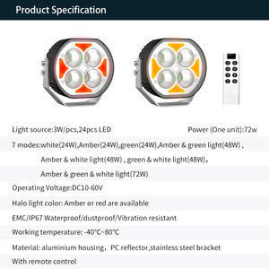 ไฟสปอร์ตไลท์ LED สีเหลืองอำพันสำหรับรถออฟโรด กันน้ำ ติดตั้งกับกันชนรถ ATV สำหรับขับขี่ในที่มืด เพิ่มแสงสว่างสำหรับงานกลางวันและกลางคืน - Product Image 3
