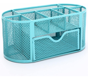 Mesh Desk <b>Organizer</b> with Compartments Desk Accessories Workspace <b>Organizers</b> for Office School Home Supplies Orange - Product Image 6