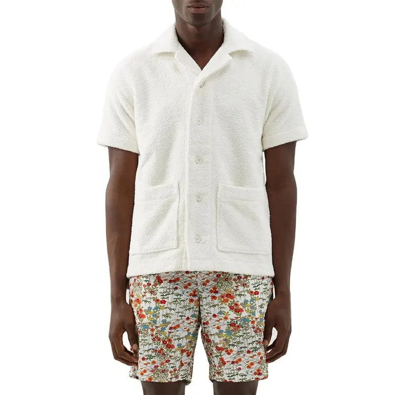 OEM individuelle neue Mode Herren lässige große Patch-Taschen aufknüpfen Baumwollmischung Sommer Terry Stoff Handtuch-Shirts