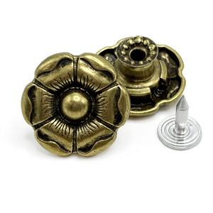 Oem Kim Loại Denim Quần Nút Hoa Hình Dạng Với Lớp Phủ Đặc Biệt Có Thể Giặt Cho Áo Khoác/Quần Cá Nhân Logo - Product Image 1