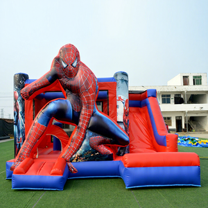 Castillo Hinchable Comercial para Alquiler de Fiestas al Aire Libre, Temática de Superhéroes, Brincolín Inflable de Spiderman con Tobogán - Product Image 1