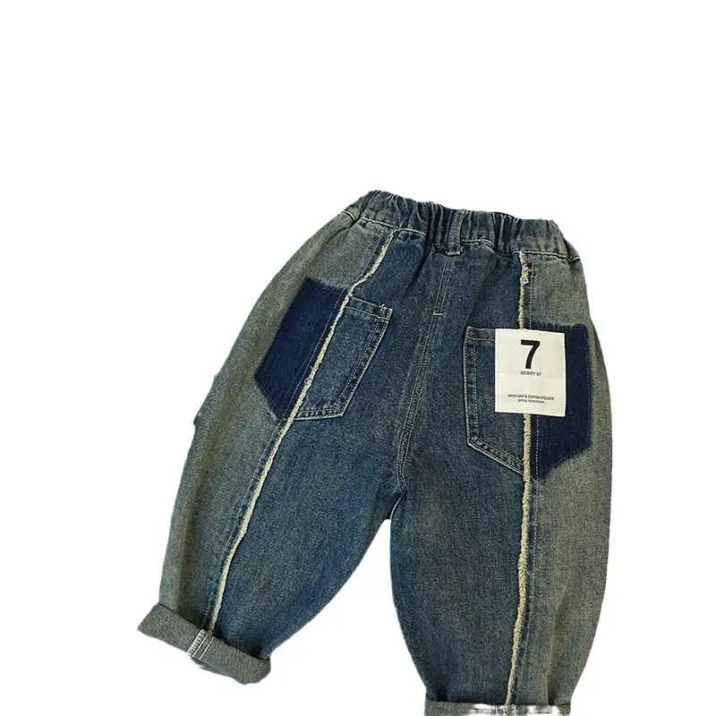 Jeans garçons nouveaux pantalons à jambe droite mince pour enfants bébé 2024 pantalons en denim décontractés amples
