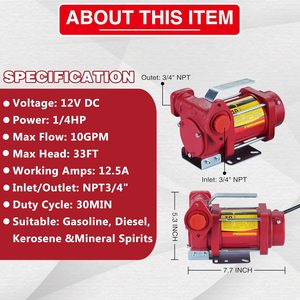 <span class=keywords><strong>12V</strong></span> DC Elektrische Explosieveilige Brandstofpomp 10 GPM Zelf-aanzuigende Benzinepomp Draagbare Oliepomp - Product Image 2