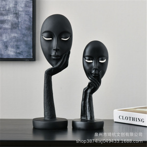 Abstract Face Sculpture Resin Craft Artistic Home Decoration <b>Desk</b> Ornament Mask Figure Decor - Product Image 1