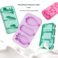 Moule à glaçons et à bâtonnets de crème glacée en silicone jetable en forme de dinosaure, couleur violette, pour les friandises maison
