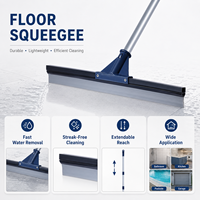 Serpillère télescopique 180 °   Grattoir à eau léger avec lame en caoutchouc durable et articulation rotative pour salle de bain, cuisine, garage, piscine