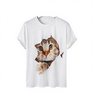 เสื้อยืดลำลองผู้ชาย ผ้าฝ้าย แขนสั้น คอกลม พิมพ์ลายรูปแมว ทรงปกติ ผ้าเจอร์ซีย์ - Product Image 1