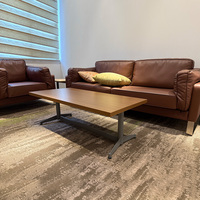Canapé de bureau moderne meuble commercial 1 2 3 places canapé de bureau ensemble canapé de bureau en cuir synthétique marron avec table basse