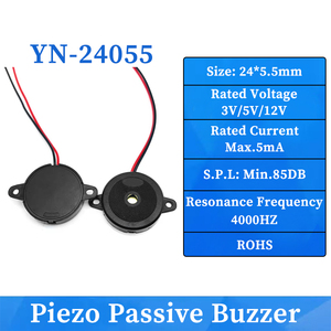 Venta Directa de Fábrica: Zumbador Pasivo Piezoeléctrico de 24*5.5MM, 3/5/12V AC, Sonido Continuo, Alarma, Zumbador de Doble Oído, Componente Acústico, ROHS - Product Image 3