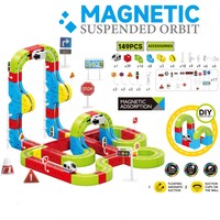 149 pièces de jouets de voitures sur rail magnétique pour tout-petits, circuit de course flexible, assemblage DIY, ensembles de trains orbitaux électriques avec batterie au lithium