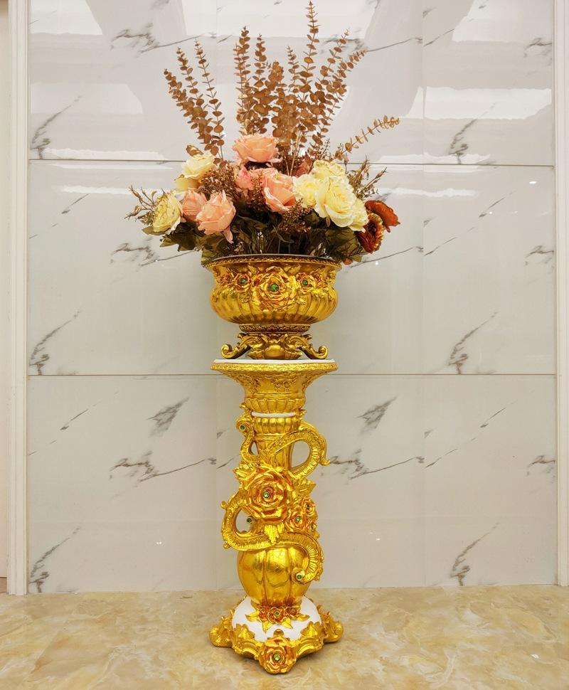 แจกันดอกไม้ทรงก้นลึกสีโรสโกลด์/ทองสว่าง