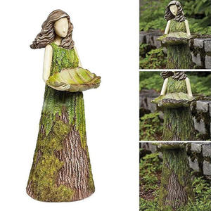 Statue de jardin extérieur cour pelouse décoration <span class=keywords><strong>conte</strong></span> de fées forêt fille mangeoire à oiseaux résine artisanat décoration - Product Image 2
