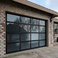 Porte de garage moderne en alliage d'aluminium avec panneau en verre trempé, vue panoramique, prix compétitif, porte de garage en verre plexiglas