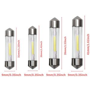 Lampe d'intérieur de voiture Festoon 31mm 36mm 39mm 41mm Boîtier en verre 6000K 12V COB LED Bulbs for Car Trunk Dome License Plate Lamp - Product Image 2