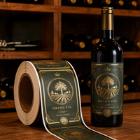 Etiquetas Adhesivas Impresas de Alta Calidad Personalizadas de Fábrica, Etiqueta para Botellas de Alcohol, Etiqueta Adhesiva para Vino Tinto