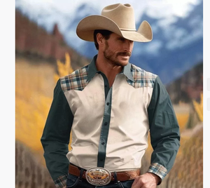 Camicia da <span class=keywords><strong>uomo</strong></span> 2025 stile occidentale Vintage a manica lunga da Cowboy Plus Size XL <span class=keywords><strong>5XL</strong></span> Stand monopetto floreale traspirante Casual per - Product Image 2