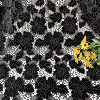 Tissu en dentelle floquée 3D en velours à chevrons, couleur personnalisée, découpé au laser, noir, pour robe de mariée, filles, 100% polyester, usine OEM ODM