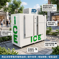 Congélateur vertical extérieur Soardragon à porte inclinée simple, pour stockage de glace en sac, avec porte pleine et refroidissement par ventilateur