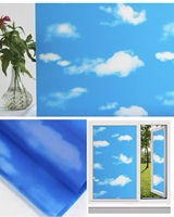 Blue Sky White Cloud Bedruckte Fenster folie Wasserdichter Peel Stick Sichtschutz glas PVC PET-Material Undurchsichtiges Finish im Rollen format