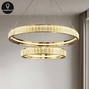 Lámpara de araña de cristal de lujo ligera, lámpara de sala de estar, nuevo comedor circular, dormitorio, ambiente, lámparas inteligentes creativas simples