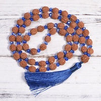 Authentique Mala népalais en Rudraksha à 108 perles, 5 Mukhi avec perle Guru, perles de prière nouées à la main pour la méditation et la guérison, collier avec pompon