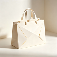 Ensemble de boîte cadeau et sac en papier de style enveloppe beige minimaliste avec poignée en cuir, emballage haut de gamme pour bijoux et cadeaux