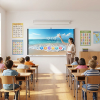 Tableau interactif intelligent ODM 4K Android OPS 65 75 85 86 pouces pour l'enseignement, écran tactile numérique plat électronique
