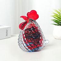Boule de cristal écologique polie, sculptée, transparente, rouge et bleue, pour la décoration de la maison, du bureau, du Feng Shui, Noël, Nouvel An