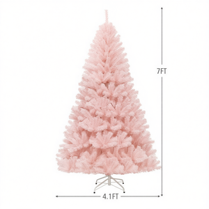 Árbol de Navidad Artificial Rosa de Abeto de 7 pies con Soporte Metálico Completo, Decoración Interior Ligera y Fácil de Instalar - Product Image 1