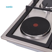 Appareils de cuisson Xunda, cuisinière hybride encastrable à 4 brûleurs, acier inoxydable, 3 brûleurs à gaz, 1 plaque chauffante électrique