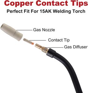 Kit de Repuesto de Boquillas para Soldadura MIG Welding Knight, Revestimiento Antiadherente de Cerámica, 14 Piezas, para Pistolas/Sopletes de Soldadura 15AK/MB15 - Product Image 6