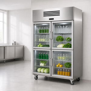 Réfrigérateur commercial vertical 4 portes 1300L, porte vitrée double, dégivrage automatique, éclairage LED pour magasin de proximité - Product Image 3