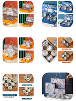 Ensemble bol en céramique et baguettes, style bohème, motif dessin animé, compatible micro-ondes, option logo personnalisé, cadeau pour Noël et mariage