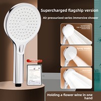 Ensemble de douche à main super pressurisé en plastique ABS chromé avec accessoires de robinetterie de salle de bain, bec verseur déviateur et pommeau de douche pluie