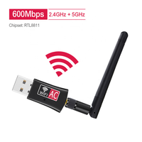 Adaptateur Réseau WiFi USB Sans Fil BAJEAL Double Bande Externe 2.4/5Ghz AC 600Mbps avec Antenne Puce RTL8811 802.11AC