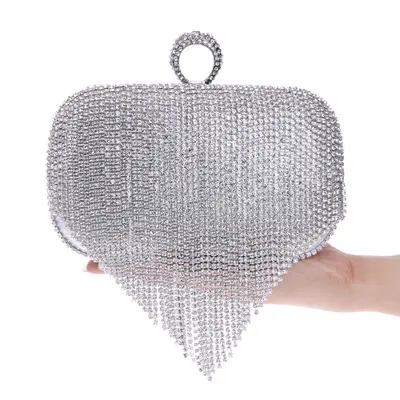 Rhinestone Crystal Bag Clutch Evening Heart Shaped Diamond Clutch Purse Bag Crystals Bling wedding Bag Rhinestone clutch handbag