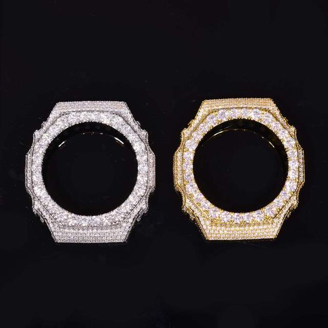 Wholesale Luxury Iced Out Moissanite Watch Case Buss Down Diamond Bezel Brass Modification Parts for Men Women